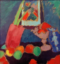 Stilleben med en lilla skål